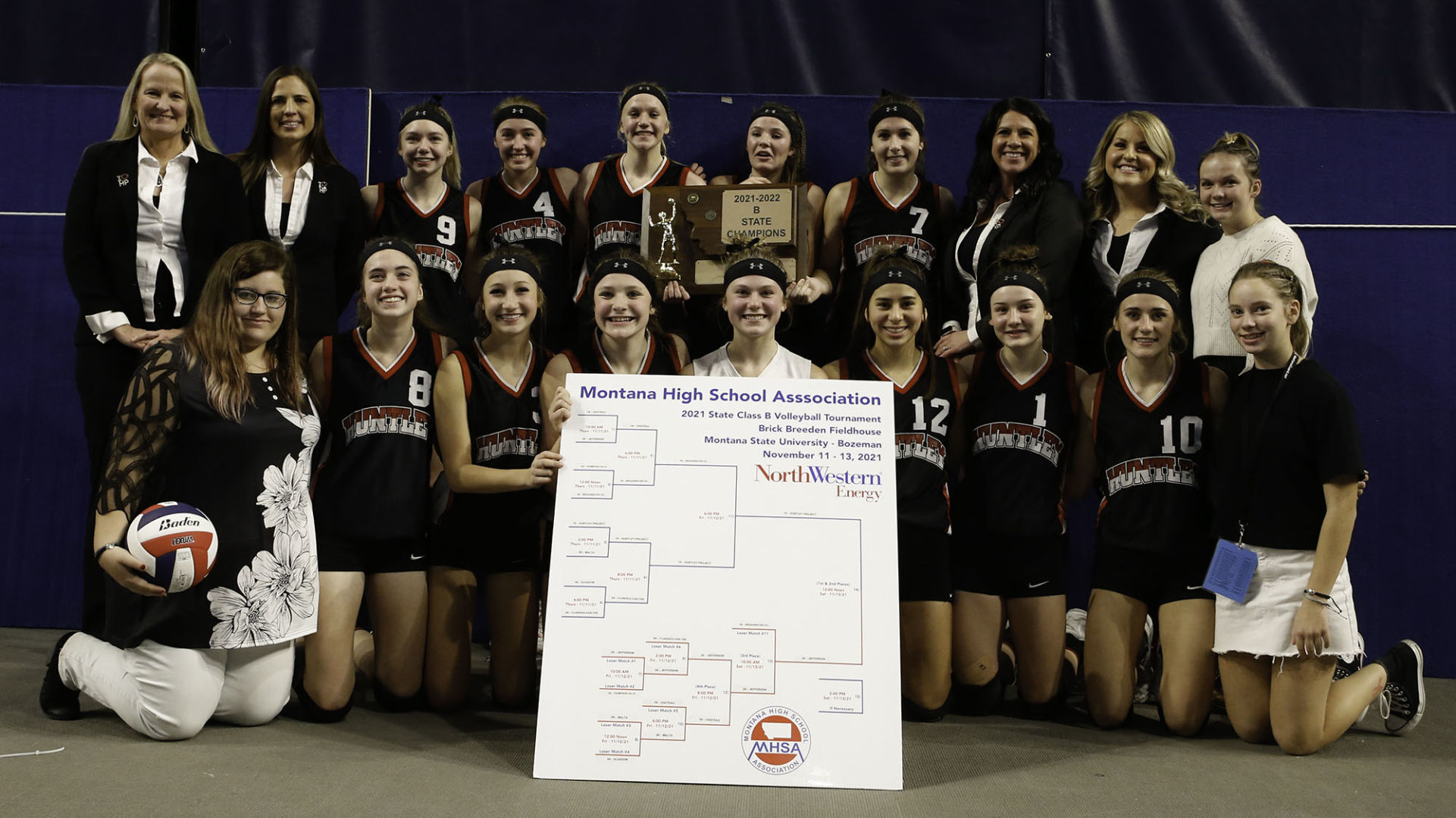 2021 Class B volleyball champions - Huntley Project Red Devils